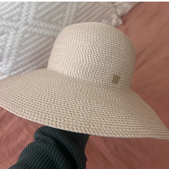 Eric Javits Accessories - Eric Javits Natural Straw Wide-Brim Sun Hat with Gold Logo